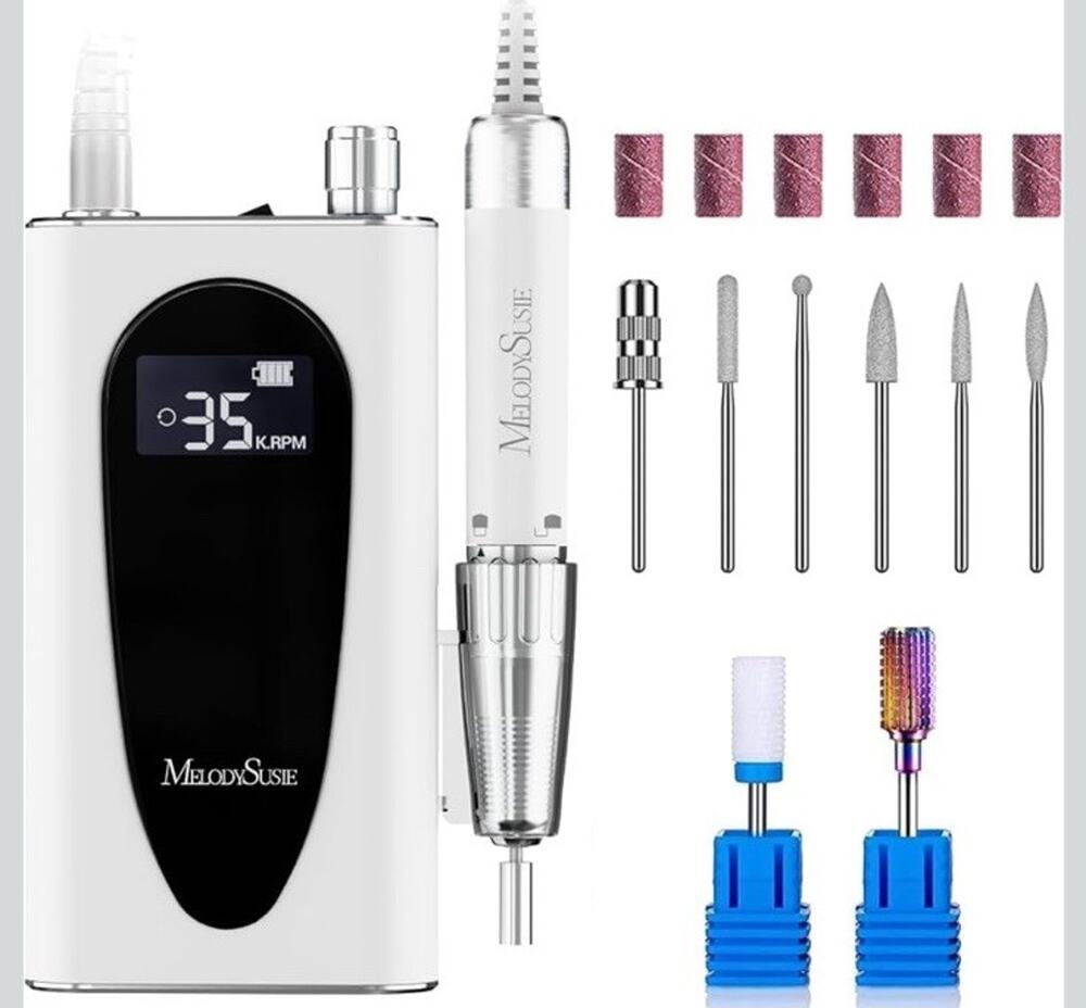 Professional Clip-On High-Efficiency Nail Drill, MM400C 35000RPM Rechargeable El